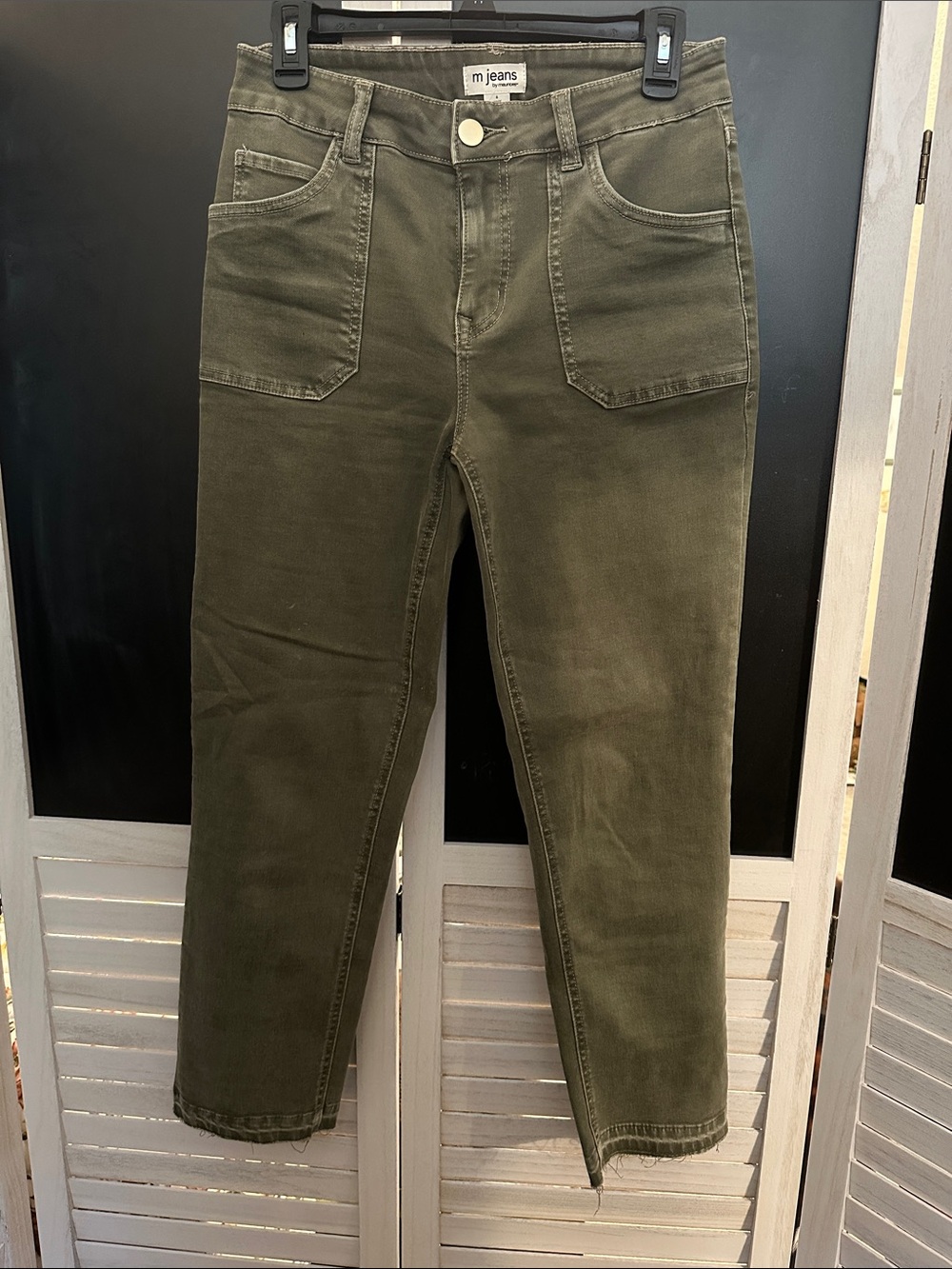Maurices Women’s Olive Green High Rise Ankle Crop Utility Jeans